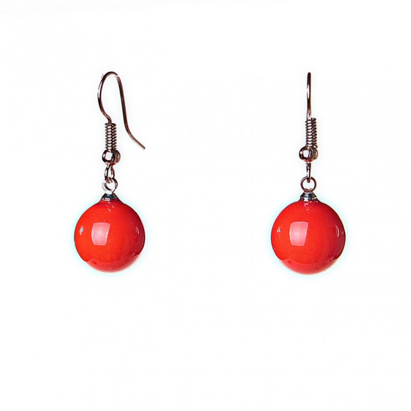 (33/13mm) Loop-Clasp Earrings, Orange Majorica Pearl
