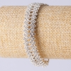 Two-Row Rhinestone Bracelet with Clasp, Double Zigzag, Silver-Tone Metal, Length 19 cm, Width 14mm