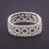 Stretch Rhinestone Bracelet "Rings" Pattern, White Rhinestones, Width 19 cm, Circumference 18.5 cm, Silver-Tone Metal