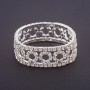 Stretch Rhinestone Bracelet "Rings" Pattern, White Rhinestones, Width 19 cm, Circumference 18.5 cm, Silver-Tone Metal