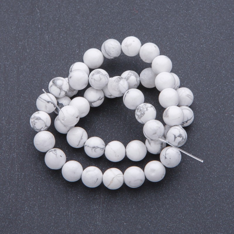 Natural Stone Cacholong Smooth Round Beads on a Strand, diameter 8mm +/-, length 38cm