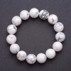 Natural Cacholong Stone Bracelet on Elastic Band, Smooth Round Beads, diameter 12mm, length 18cm