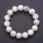 Natural Cacholong Stone Bracelet on Elastic Band, Smooth Round Beads, diameter 12mm, length 18cm