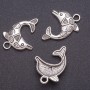 Dolphin Pendant Finding, Diameter 4mm, Length 31mm, Gray Metal, Pack 20g +/-8pcs