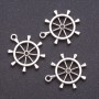 Ship's Wheel Pendant Finding, Width 4mm, Length 7mm, Gray Metal, Pack 20g +/-7pcs