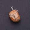 Pendant Natural Stone Landscape Jasper in Silver-Tone Wire Wrap 2.8x2cm (+-)