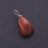 Aventurine "Golden Sand" Stone Pendant in Silver-Tone Wire Wrap, 2.6x2.1cm (+/-)