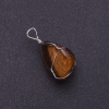 Tiger's Eye Natural Stone Pendant in Silver-Tone Wire Wrap, 2.5x2.2cm (+-)