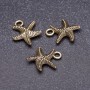 Findings Pendant Starfish, "Bronze" Color, 13mm, Pack of 19