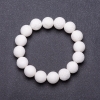 Natural Stone Bracelet on Elastic Band, White Sponge Coral, diameter 12mm, length 18cm