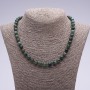 Moss Agate Necklace, Faceted Round Beads, 45cm Length, 8mm Diameter