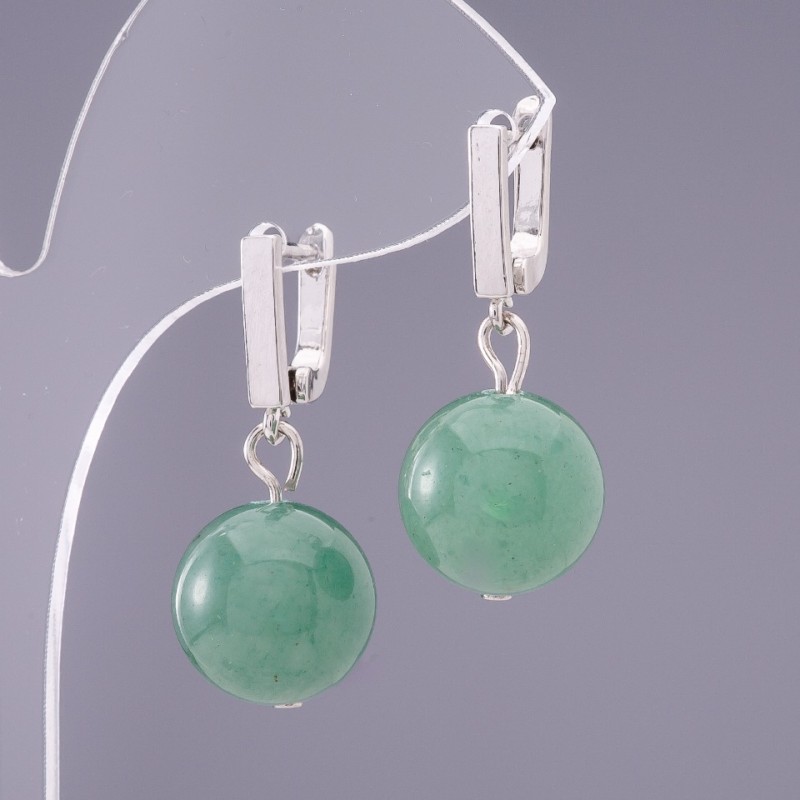 "Elegant" Earrings, Jade, 12mm Diameter
