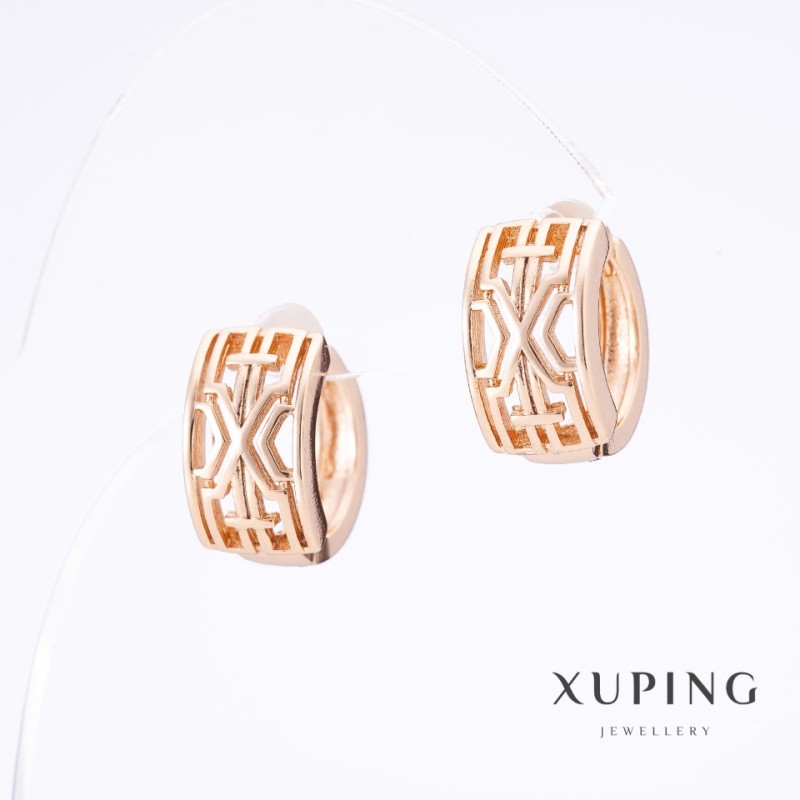 Xuping "Slavianka" Earrings, 18K Gold Plated, length 1.5cm, thickness 8.5mm