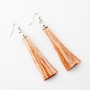 Tassel Earrings "Caramel Stripe", Length 8 cm, Silver Metal Color