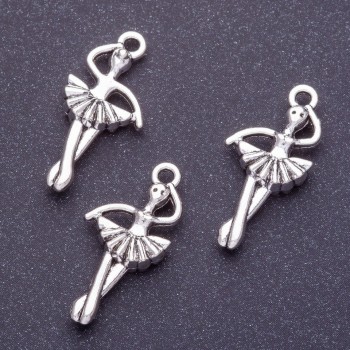 Ballerina Pendant Finding L7mm d1-1.5mm Silver Color, Pack 20g +/-11pcs