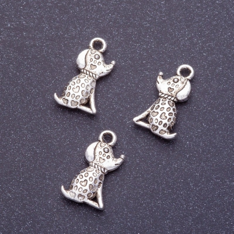 Dog Pendant Finding, Length 18mm d1mm Silver Color, Pack 20g +/-19pcs