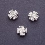 Cross Bead Insert Finding, Length 10mm, Hole Diameter 1-1.5mm, Silver Color, 20g Pack +/-10pcs
