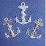 Anchor Pendant Charm, 35mm Length, Hole d1-3mm, Silver Color, Pack of 7pcs