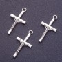 Crucifix Cross Pendant Finding, Length 28mm d1-1.5mm, Silver Color, Pack 20g +/-19pcs