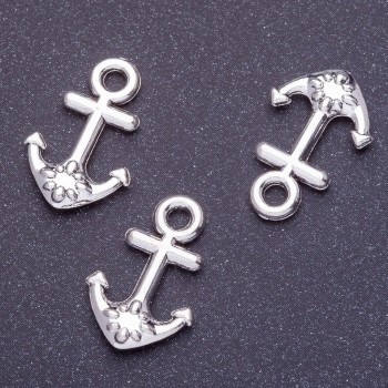 Anchor Pendant, Length 20x13mm, Diameter 1-1.5mm, Silver Color, Pack 20g 19pcs (+/-)