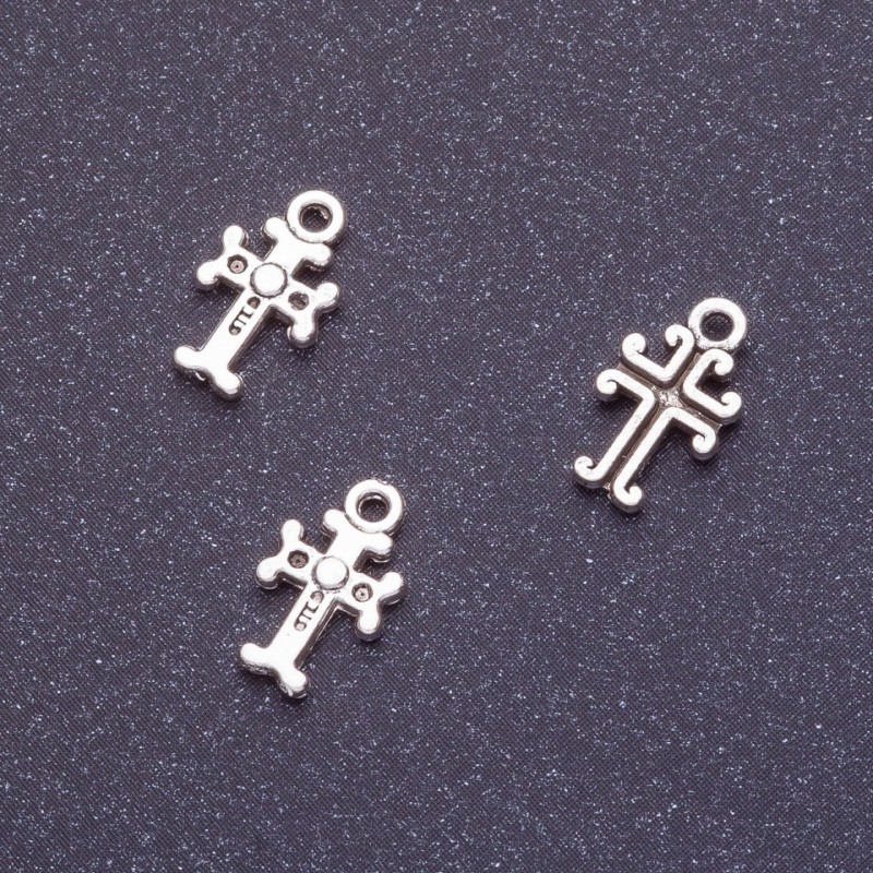Cross Pendant Finding, Length 11mm d1-1.5mm, Pack 20g +/-93pcs, Silver Color