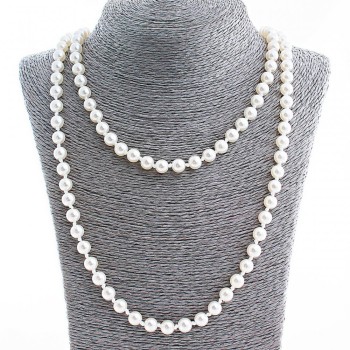 Long Pearl Necklace (Synthetic Plastic), 8mm Diameter, 150cm+
