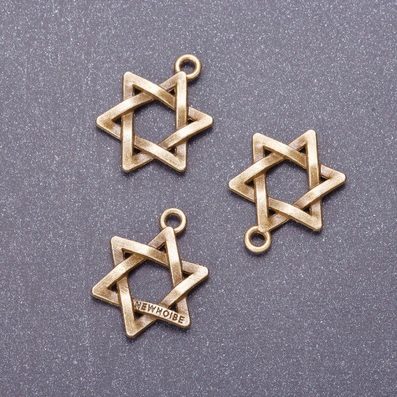 Finding Pendant Star of David L3mm, diameter 18mm bronze metal pack 20g +/-11pcs