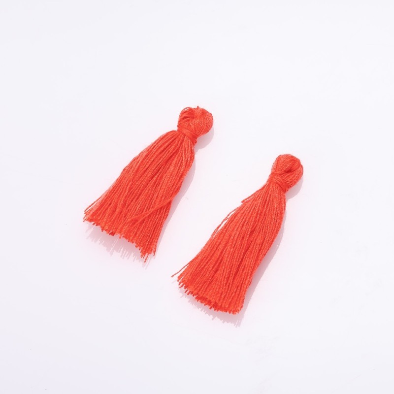 Craft Tassel Blank Mini Orange Cotton, 3cm Length, 4mm Diameter, Pair