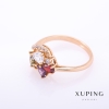 Xuping Ring, gold-tone metal, multicolor stones 4mm, sizes 16, 17, 18, 19