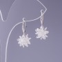 Earrings with White Crystals "Snowflakes", 12mm diameter, 2.5cm length