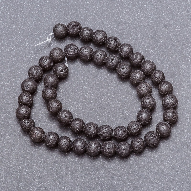 Natural Stone Lava Beads on a String, 8mm diameter, length 40cm
