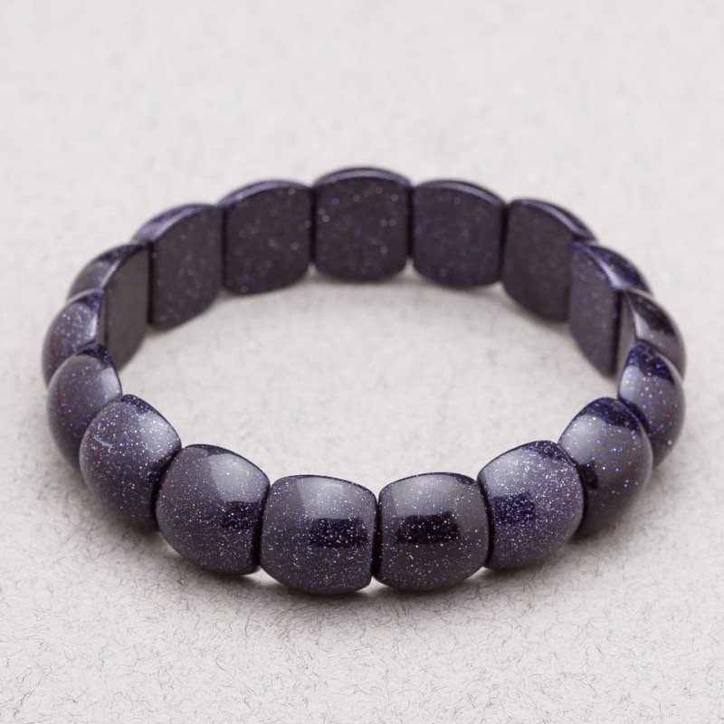 Aventurine Stone Bracelet (Synthetic) "Blue Sand Night of Cairo" 15x12x7mm+