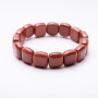 Aventurine Stone Bracelet (Synthetic) "Golden Sand" on Elastic Band, 12x12mm Link, 18cm Circumference