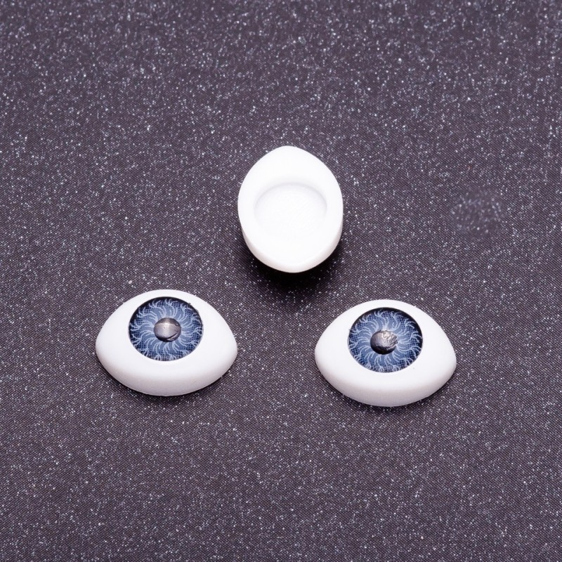 "Craft Eyes" Hardware Pair, Gray Pupil Color, 8mm Diameter, 11x14mm, Pack of 50 Pairs