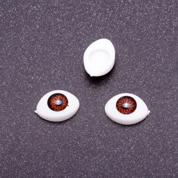 "Craft Eyes" Hardware Pair, Brown Pupil Color, 6mm Diameter, 8x12mm, Pack of 50 Pairs