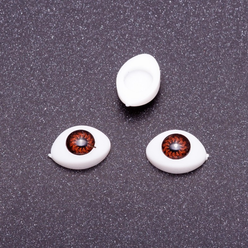 "Craft Eyes" Hardware Pair, Brown Pupil Color, 6mm Diameter, 8x12mm, Pack of 50 Pairs