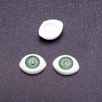 "Craft Eyes" Hardware Pair, Green Pupil Color, 7mm Diameter, 10x13mm, Pack of 50 Pairs