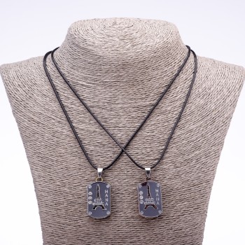 “Eiffel Tower” Friendship Pendant Set on Cord, Length 45cm, Diameter 20x30mm, Metal Color “Silver”