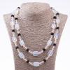Clearance: Long Necklace, Moonstone (Synthetic) & Czech Crystal, diameter 13x18mm 8mm 10mm, length 120cm