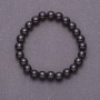 Bracelet made of natural black agate (polished) smooth beads, 8mm diameter, elastic, circumference 18cm