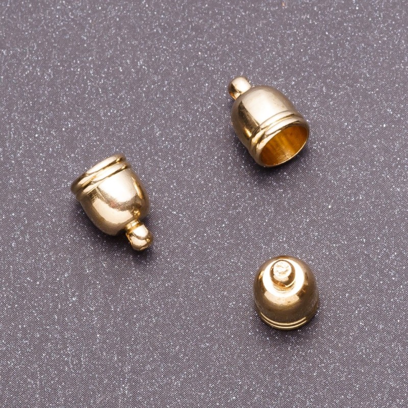 Finding Cord End Cap, length 12mm d1-7.5mm d2-2mm, gold, pack of 14(+/-) pcs