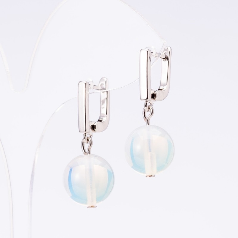 Earrings "Elegant" Moonstone, 12mm diameter, 3cm length