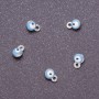 Findings pendant "eye", diameter 4mm, length 6mm, light blue enamel, gray metal, pack of 14 pcs