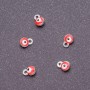Findings Pendant "Eye", Diameter 4mm, Length 6mm, Red Enamel, Gray Metal, Pack of 14