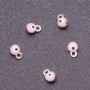 Findings Pendant "Eye", Diameter 4mm, Length 6mm, Pink Enamel, Gray Metal, Pack of 14