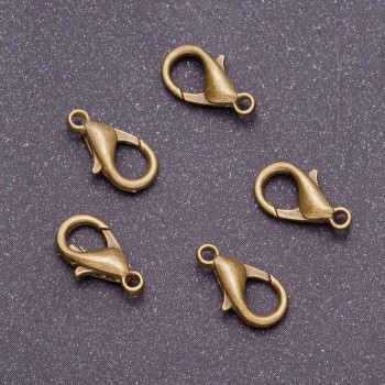 Lobster Clasp, diameter 7.5mm, length 14mm, metal color bronze (pack of 10pcs)
