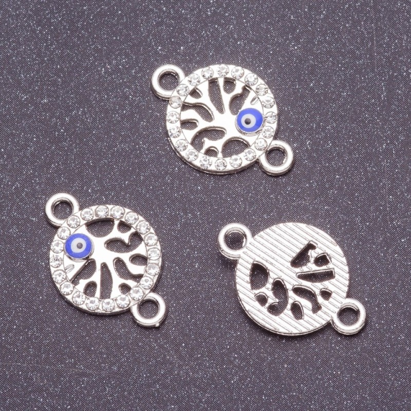 Findings Tree-of-Eyes Connector, Diameter 14mm, L0mm, Metal Color "Silver", Pack of 3