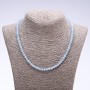 "Aquamarine" (Synthetic) Stone Necklace, Faceted Rondelle, 6x4mm Diameter, 50cm Length