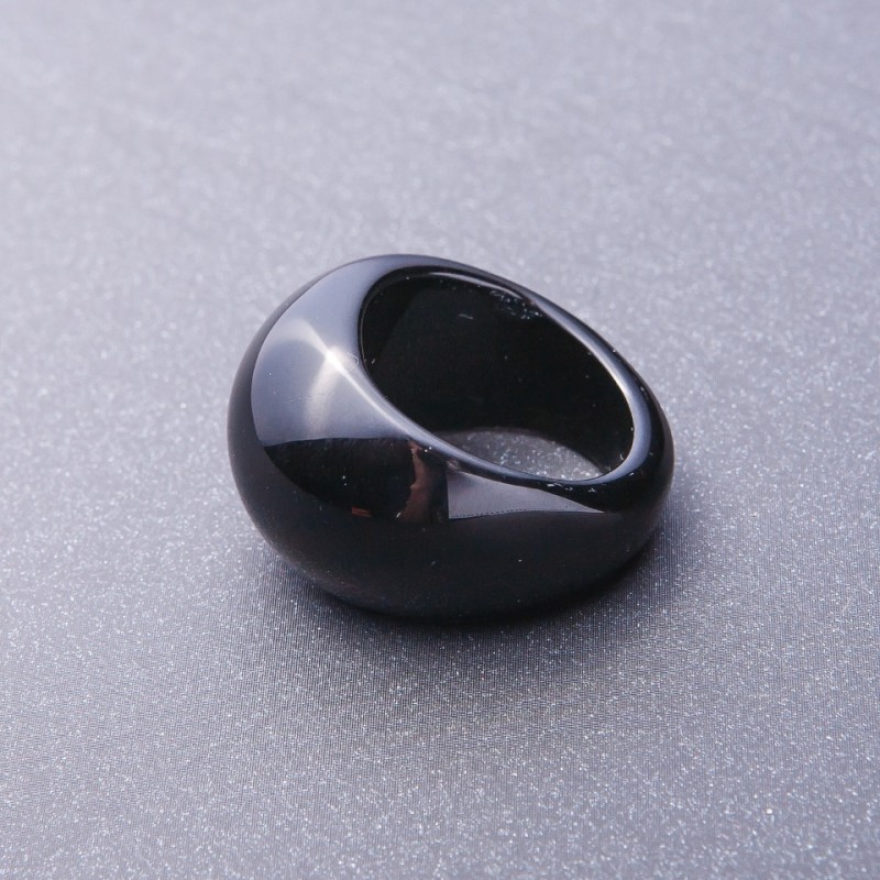 Ring, signet ring made of natural stone Black Agate, size 19