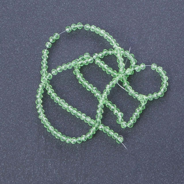 Czech Crystal Beads, Clear Light Green, Length 37cm, Diameter 3-4mm